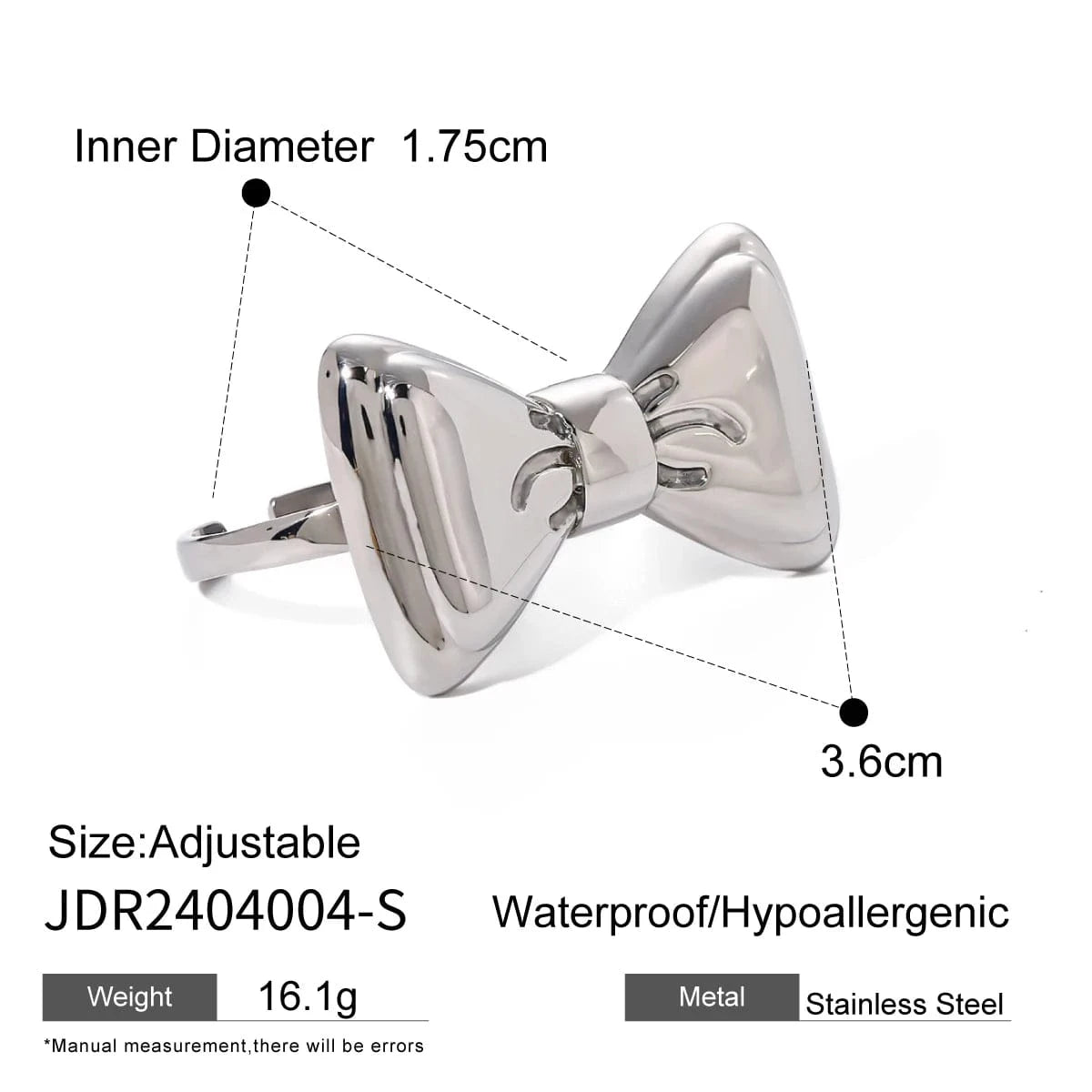 rings Stainless Steel Two Finger Bow Ring