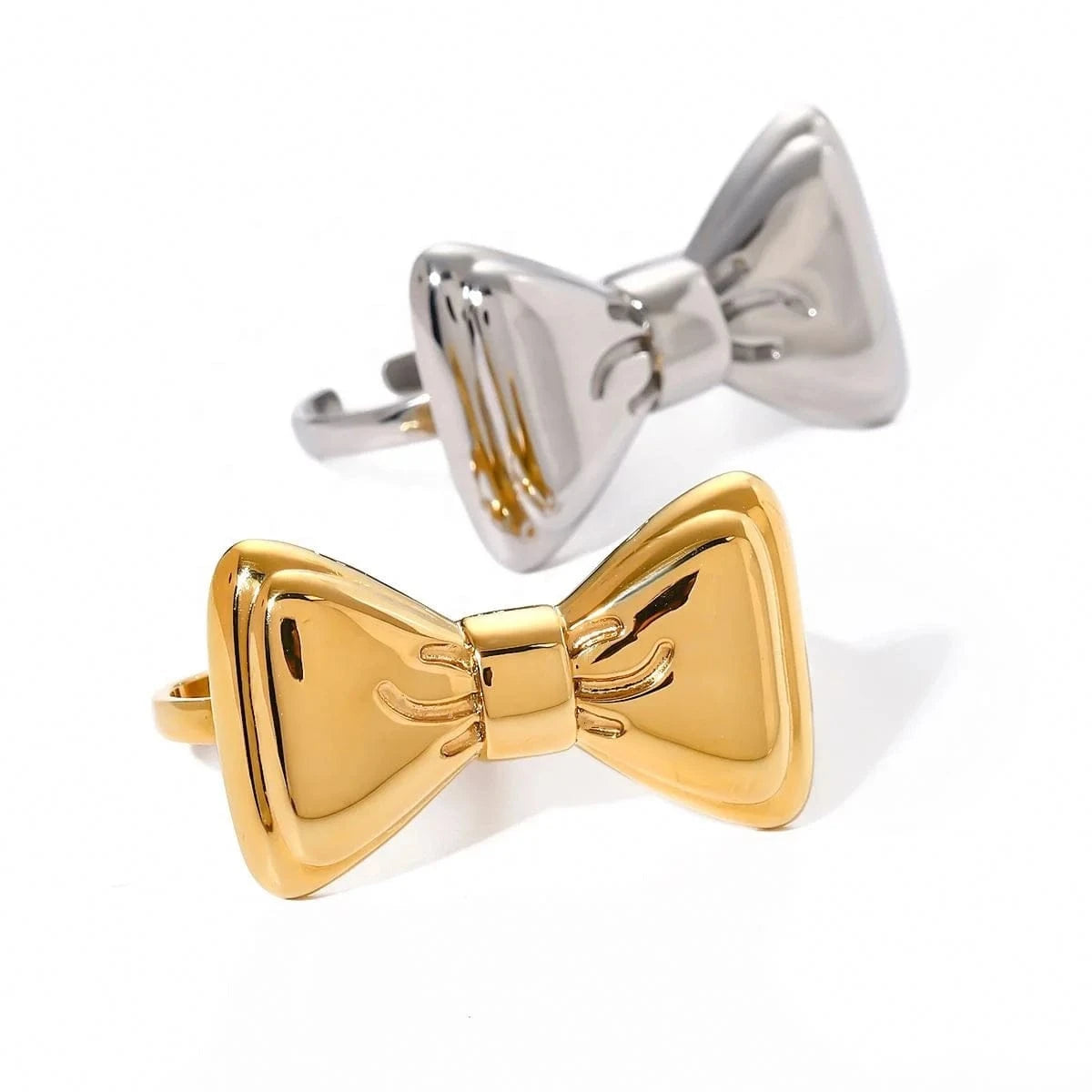 rings Stainless Steel Two Finger Bow Ring
