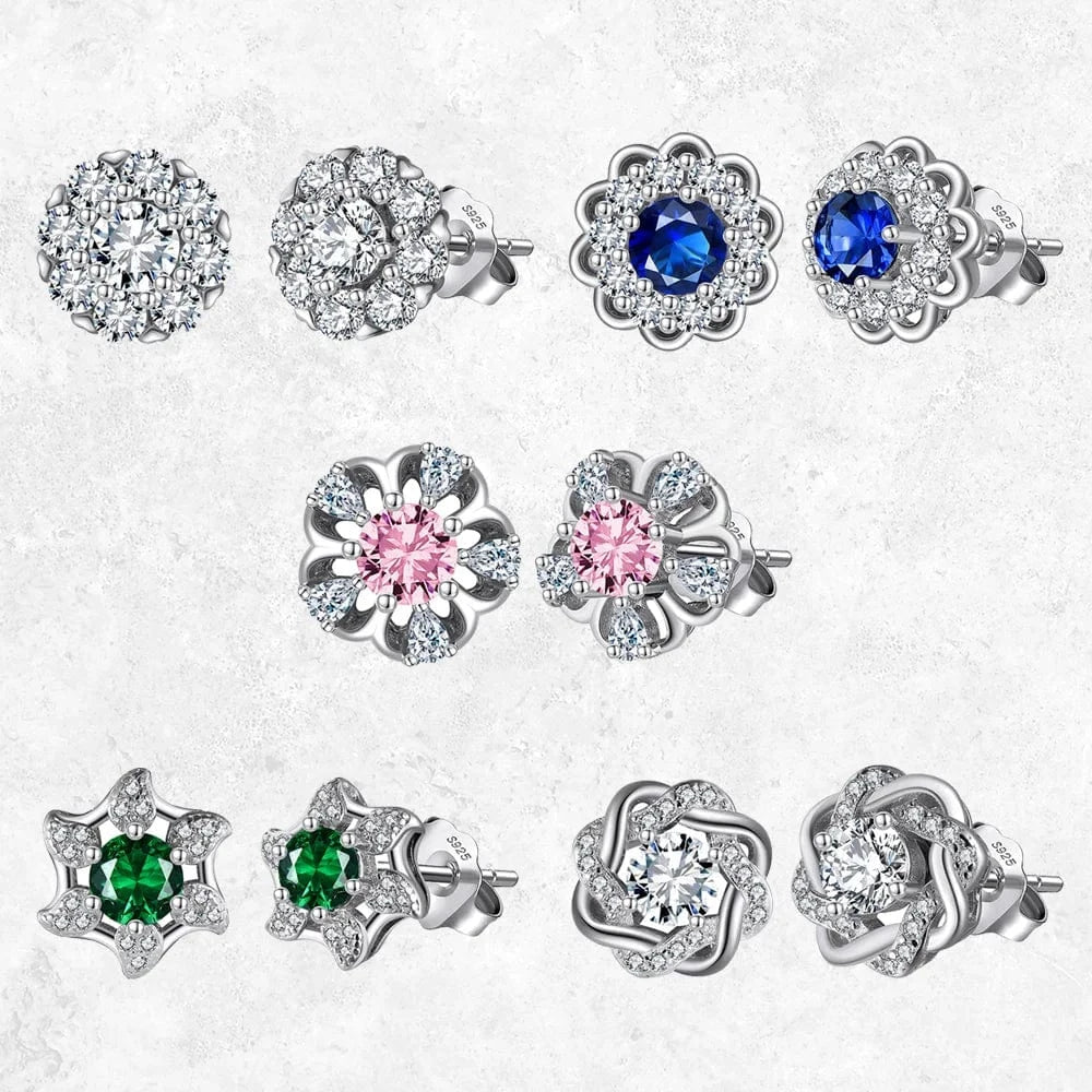 RINNTIN LM 925 Sterling Silver Earrings 8A Zirconia Studs Luxury Party Jewelry Exquisite Female Gift Classic Screw Back Studs