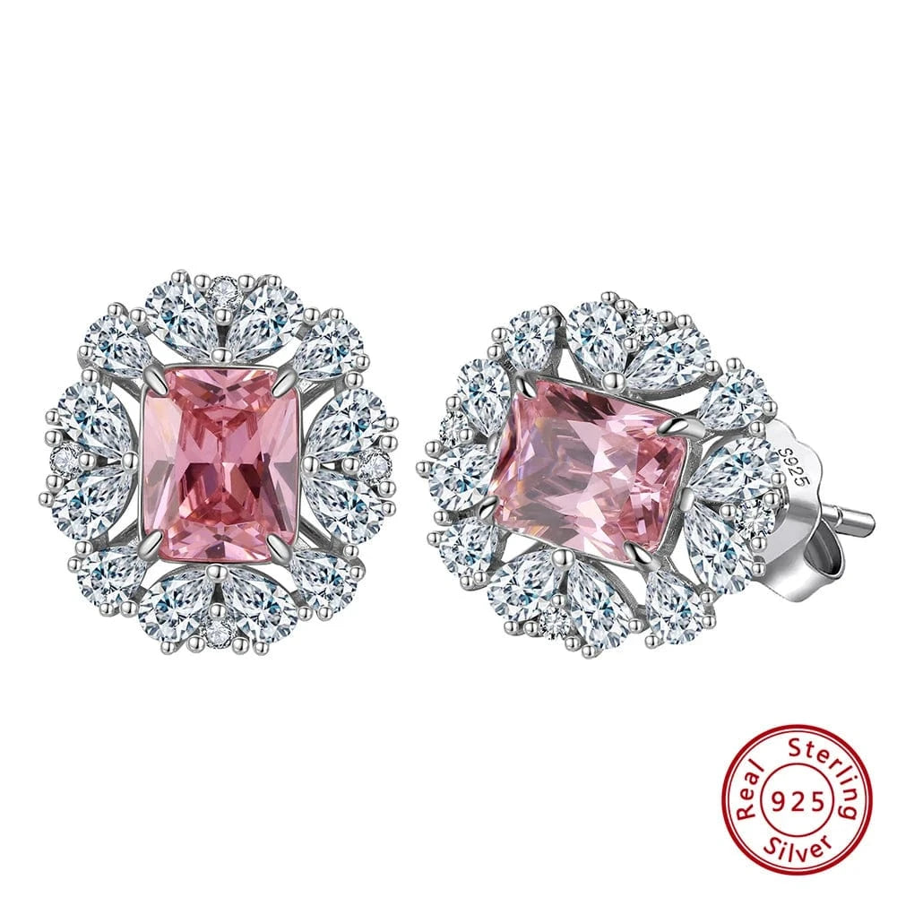 RINNTIN LM 925 Sterling Silver Earrings 8A Zirconia Studs Luxury Party Jewelry Exquisite Female Gift Classic Screw Back Studs