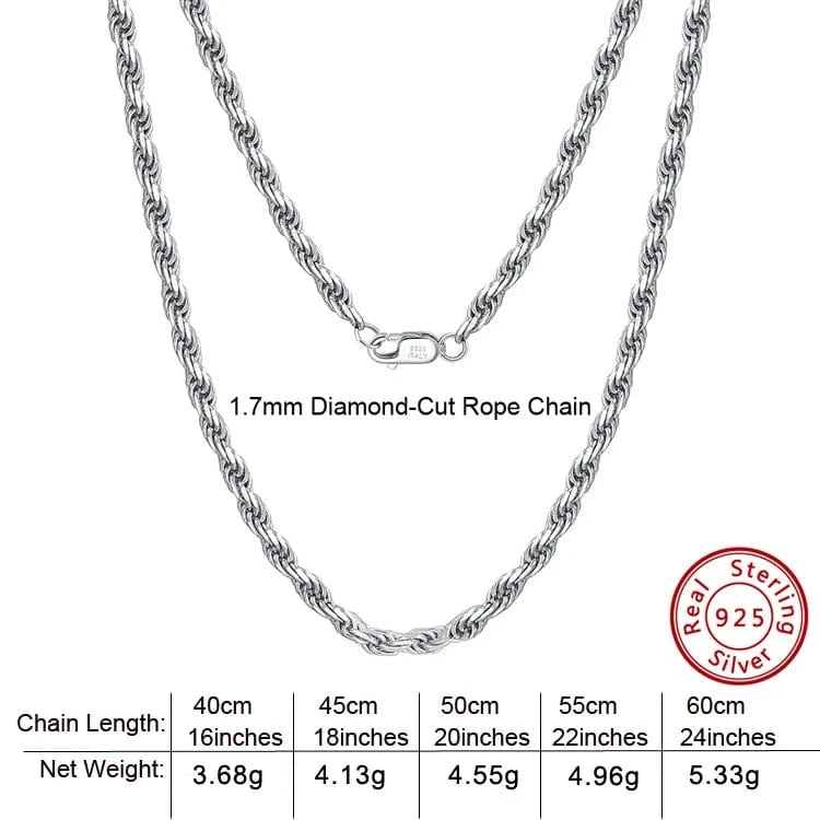 RINNTIN SC29 Neck Chain Wholesale Popular Hiphop Men Jewelry Solid 18K Gold 925 Sterling Silver Diamond-Cut Rope Chain Necklace