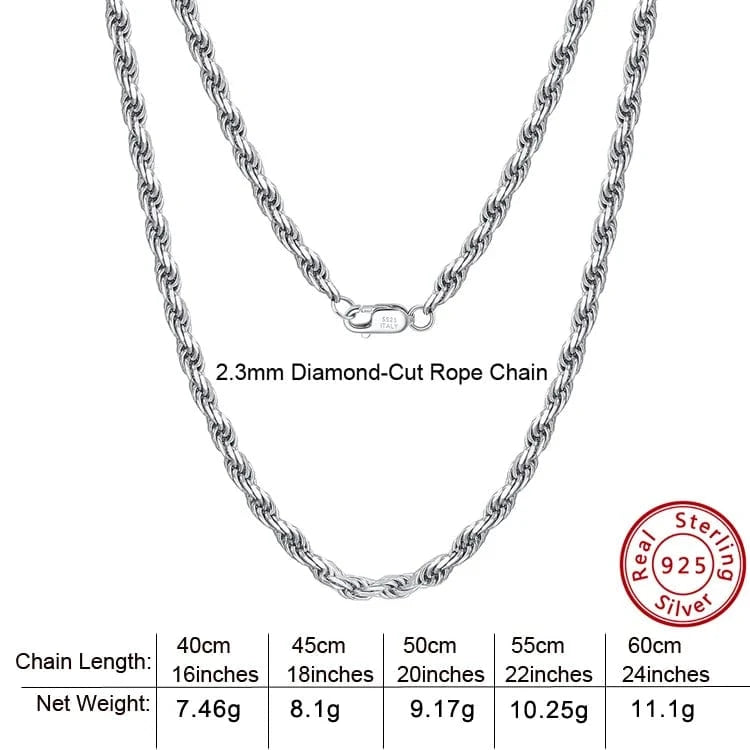 RINNTIN SC29 Neck Chain Wholesale Popular Hiphop Men Jewelry Solid 18K Gold 925 Sterling Silver Diamond-Cut Rope Chain Necklace