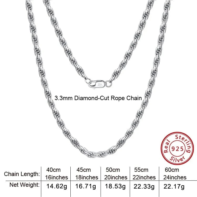 RINNTIN SC29 Neck Chain Wholesale Popular Hiphop Men Jewelry Solid 18K Gold 925 Sterling Silver Diamond-Cut Rope Chain Necklace