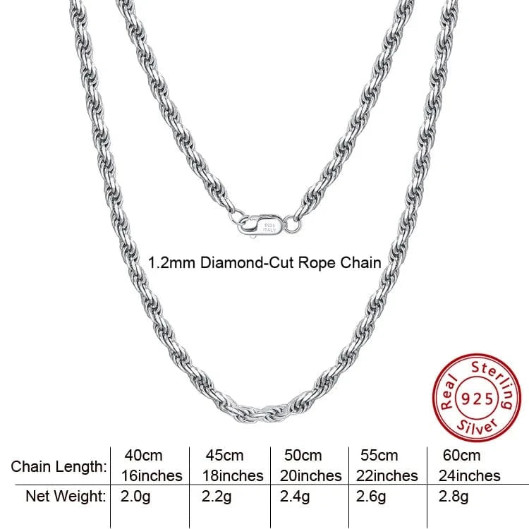 RINNTIN SC29 Neck Chain Wholesale Popular Hiphop Men Jewelry Solid 18K Gold 925 Sterling Silver Diamond-Cut Rope Chain Necklace