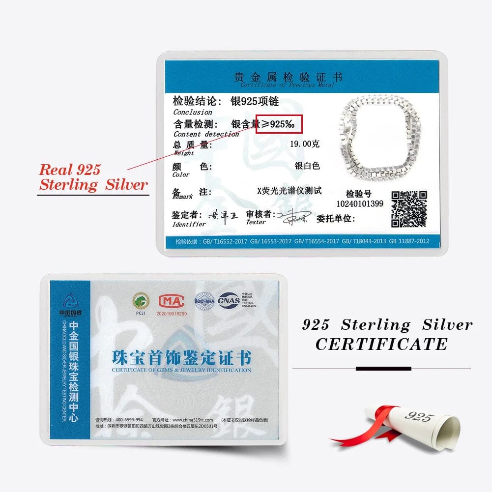 RINNTIN SC32 Fine Jewelry Rhodium Plated Hip Hop Man Chains 925 Sterling Silver 1.0/2.0/3.0mm Width Box Chain Necklace For Women