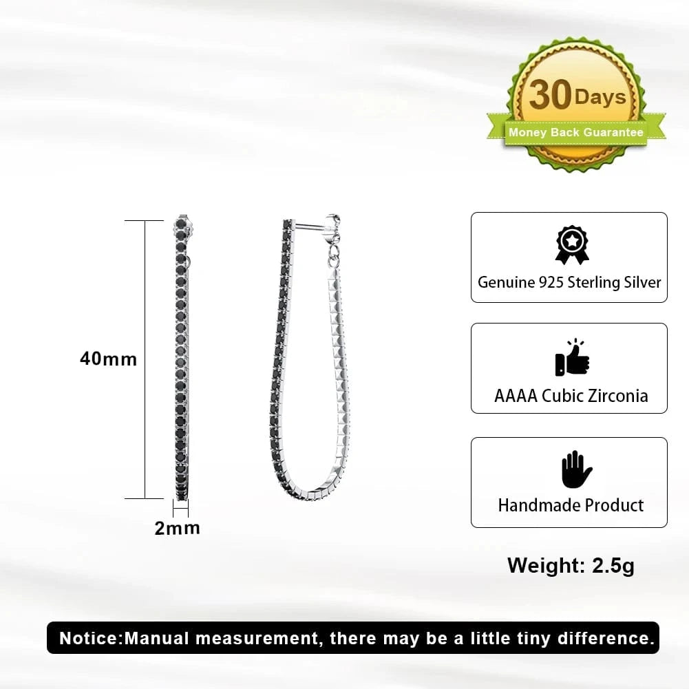 RINNTIN SE380 Luxury Jewelry Earings Ellipse Hoop Earrings Tennis Zirconia 925 Silver Oval Hoop Earrings For Women Wedding Gift