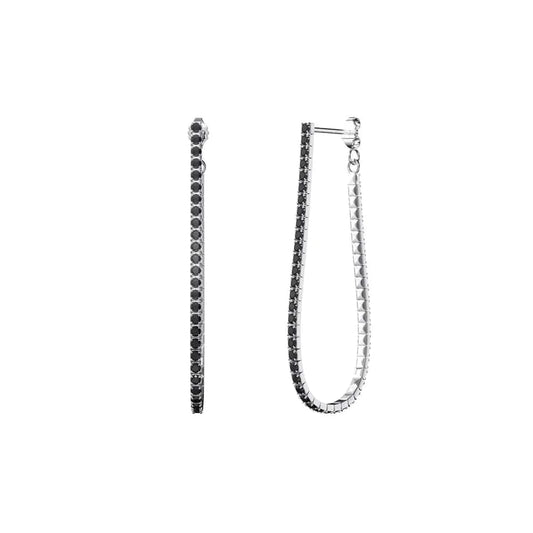 RINNTIN SE380 Luxury Jewelry Earings Ellipse Hoop Earrings Tennis Zirconia 925 Silver Oval Hoop Earrings For Women Wedding Gift