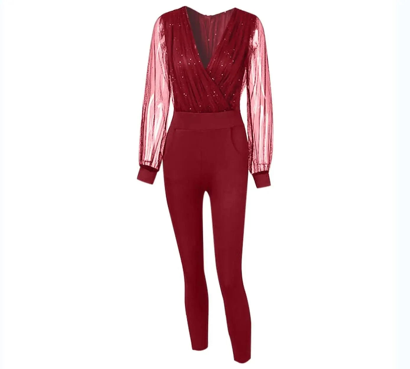 Rompers Womens Jumpsuit Black Elegant Sequins Mesh Glitter Party Night Sexy Long Pants One Piece Overalls Autumn Long Sleeve