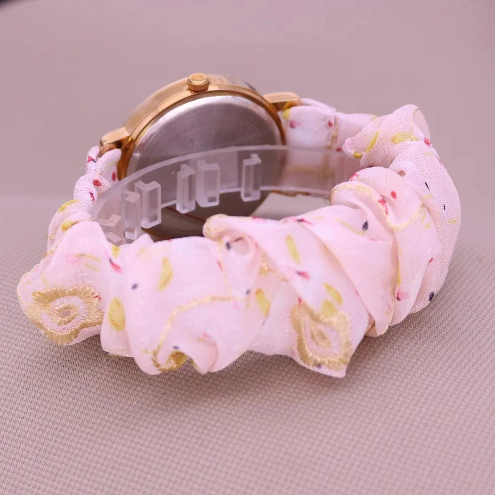 Rose Flower Japan Quartz Lady Women's Watch Elegant Lattice Fashion Hour Bracelet Elastic Watch Band Girl's Gift Julius No Box