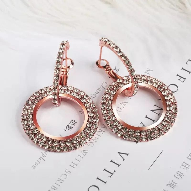 Rose gold Korean Fashion High quality zircon statement crystal earings colored hoop earrings for women 2024