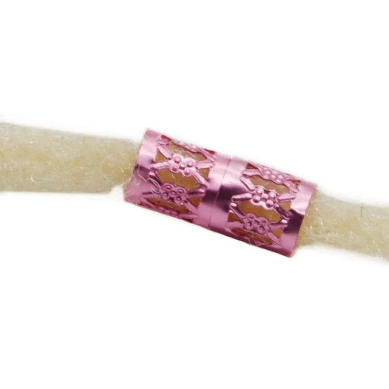 Rose pink 100pcs Hair Beads For Dreadlocks Braid Cuff Clip Red Silver Golden Blue Green Crochet Braid Tools Braid Accessories Hair Beads