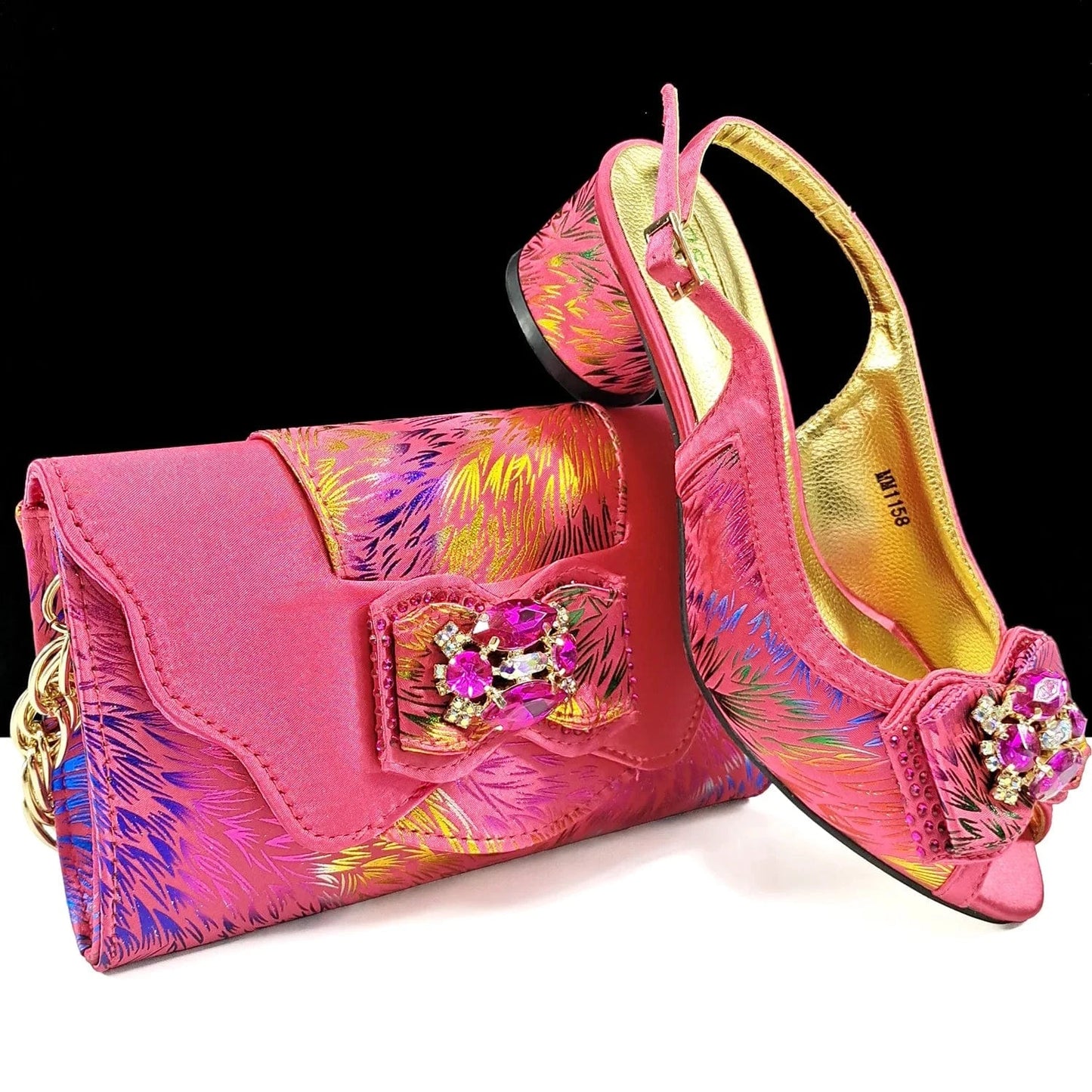 rose red / 41 Designer Luxury New Italian African Party Ladies Women Girls Fashion Female Shoes and Bags Set