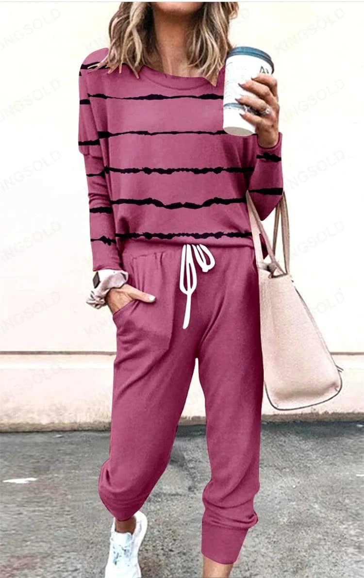 Rose Red / S Women Clothing Sets Short Sleeve T-shirt+Pant 2Pcs 2024 Summer Camouflage Tie-Dyed Loose Tees Tops Sports Casual Suit New
