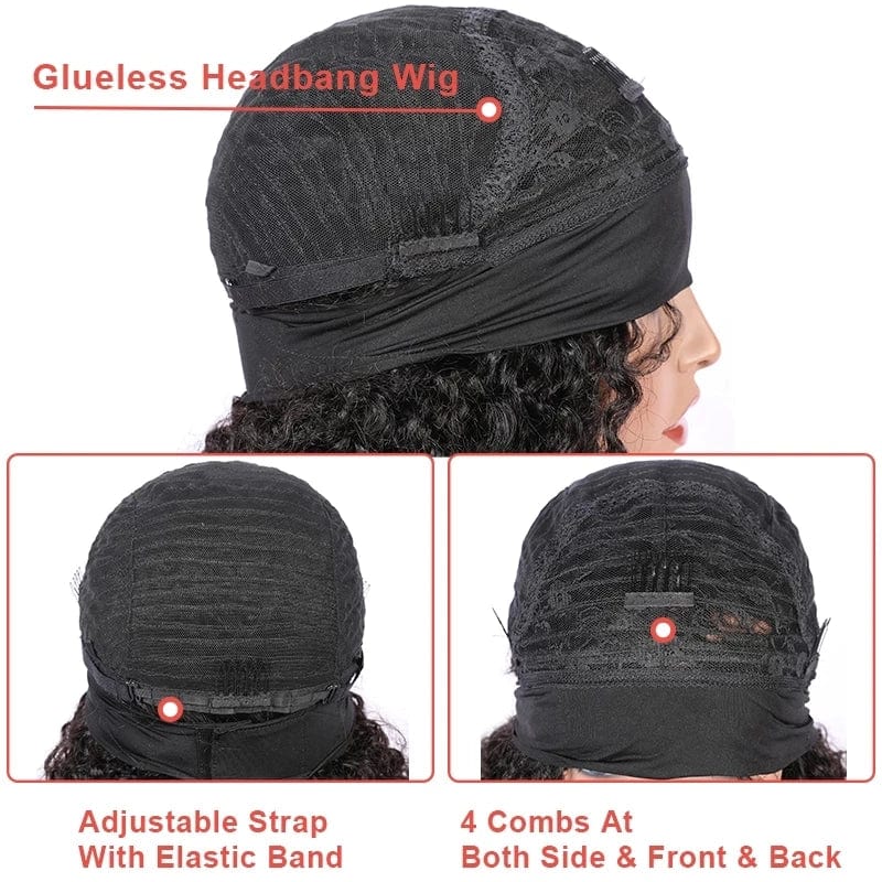 Ross Pretty wholesale cheap price virgin hair fringe wig machine made kinky curly bang human hair wigs