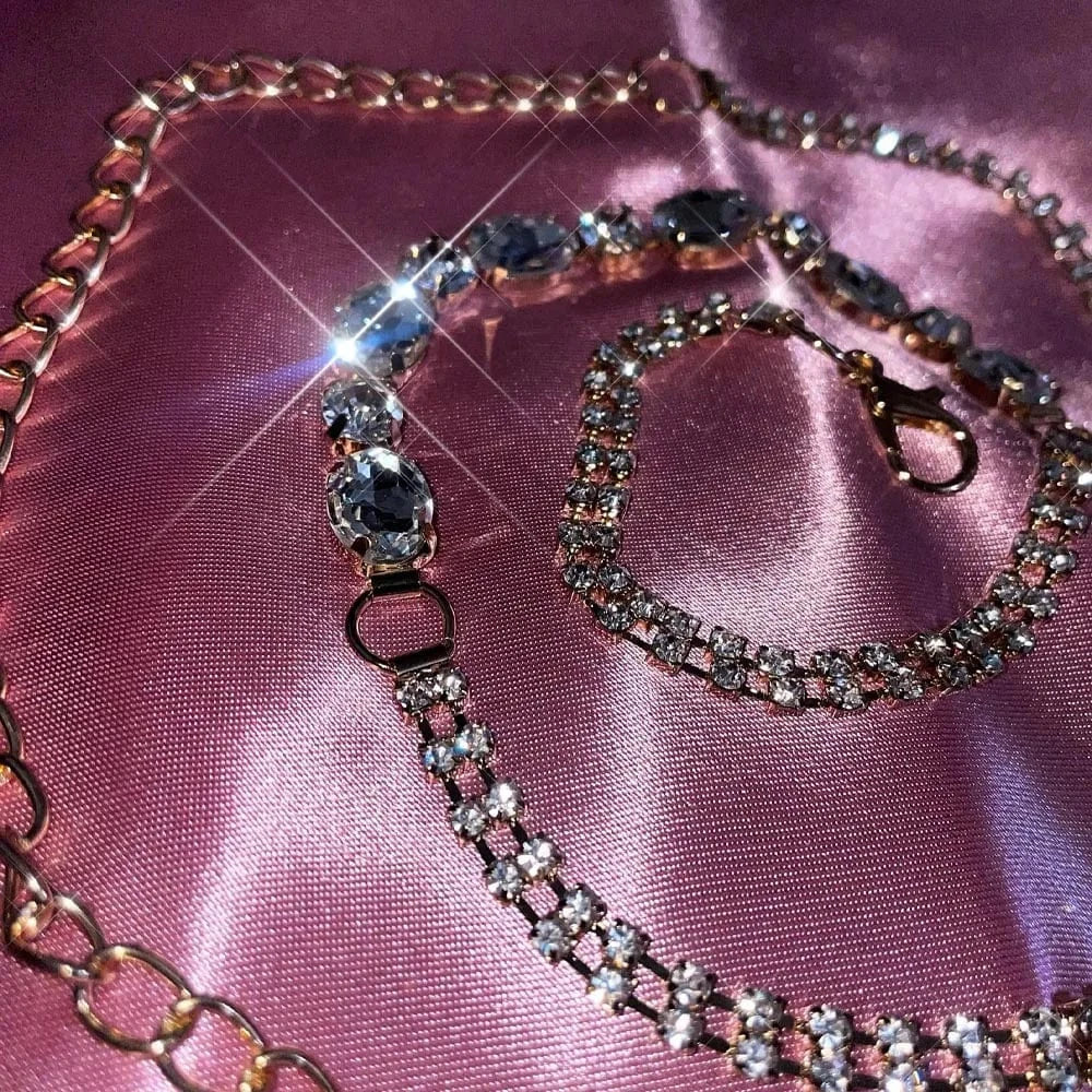 Round Beads Crystal Waist Chain for Women Sexy Shiny Rhinestone Belly Chain Body Chain Bikini Jewelry Accessories