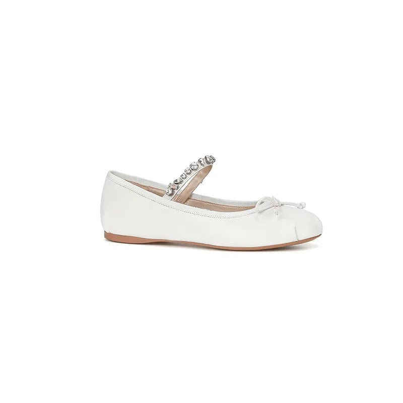 Round toe flat bottom ballet shoes super soft women shoes 2023 large size 43 rhinestone satin bowknot daily Mary Jane Flats