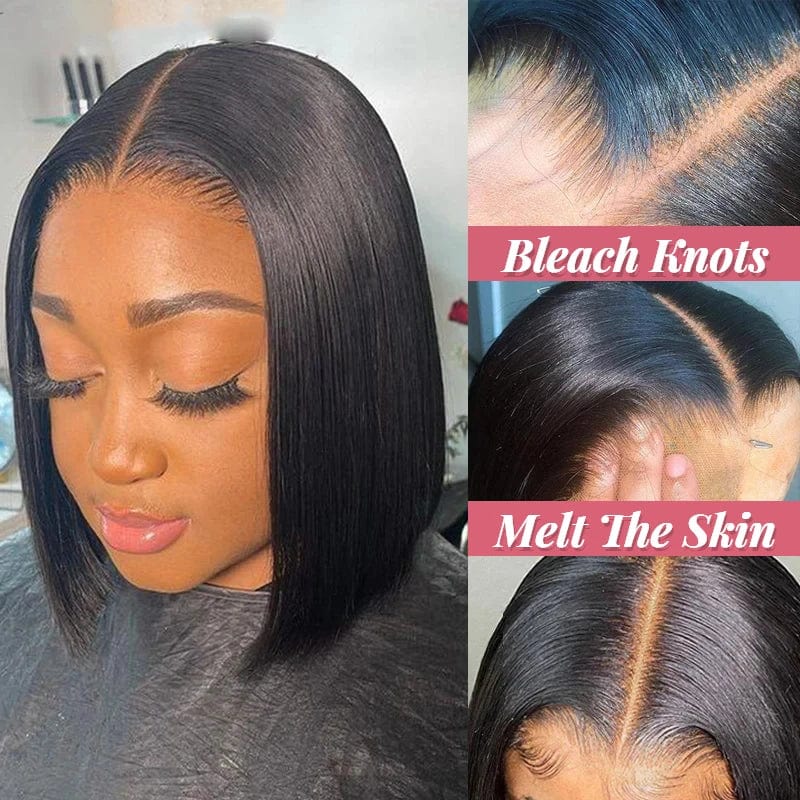 Royce 100% High Quality Virgin Human Hair Wigs Bob Raw Bone Straight Natural Short Bob Wigs ,13x4 Swiss Lace Bob Wig For Women