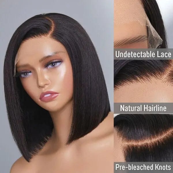 Royce 100% High Quality Virgin Human Hair Wigs Bob Raw Bone Straight Natural Short Bob Wigs ,13x4 Swiss Lace Bob Wig For Women
