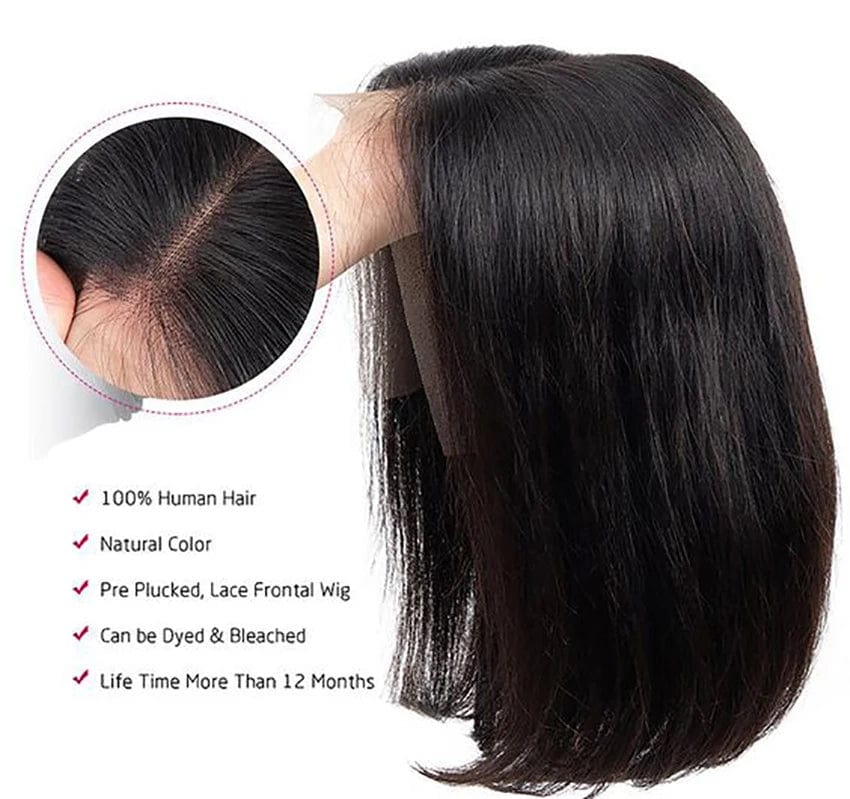Royce 100% High Quality Virgin Human Hair Wigs Bob Raw Bone Straight Natural Short Bob Wigs ,13x4 Swiss Lace Bob Wig For Women