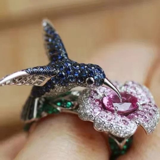 Ruby Ins Fashion Flower and Bird Rings Jewelry 925 Sterling Silver Christmas Gift for Women Vintage Gold Plated Silver Earrings 1 Pcs