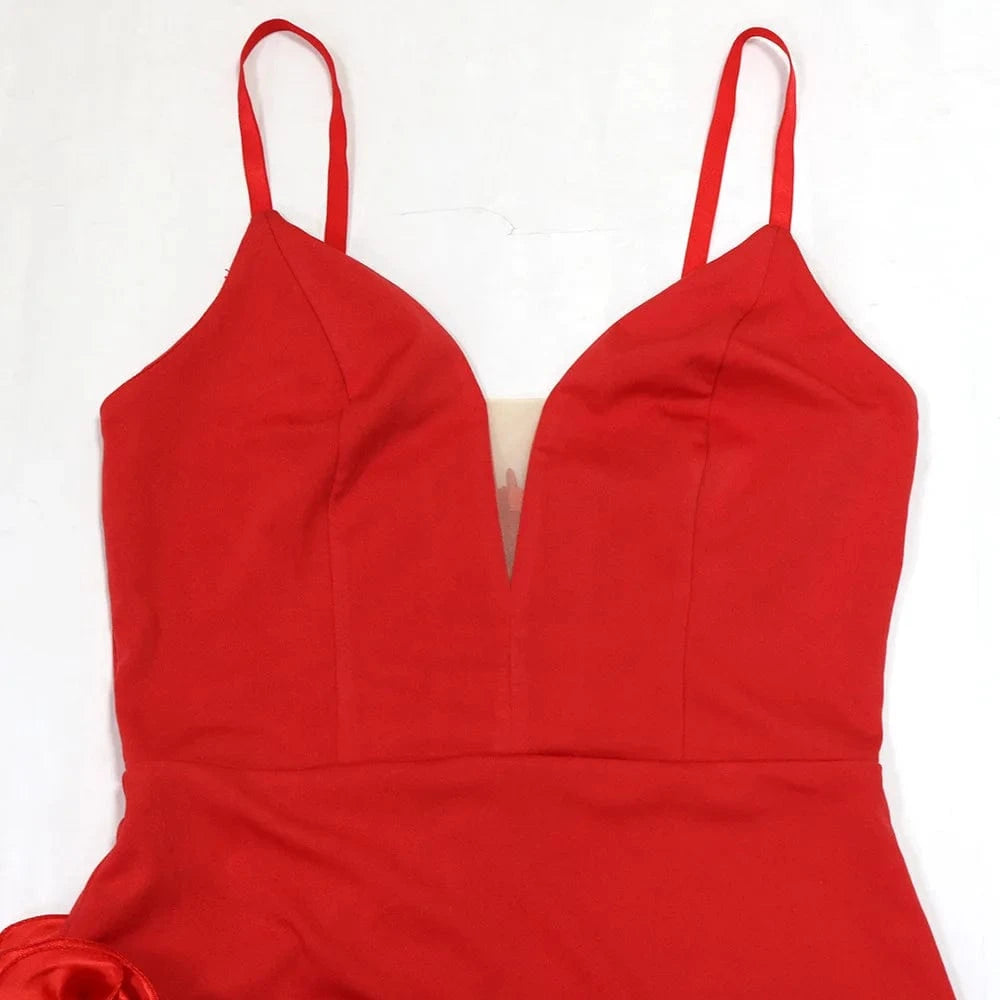 Ruffles Sleeveless Bodycon Mini Pleated Dress Women Party Elegant Short Evening Dresses Lady Luxury Sexy Birthday Red Prom Dress