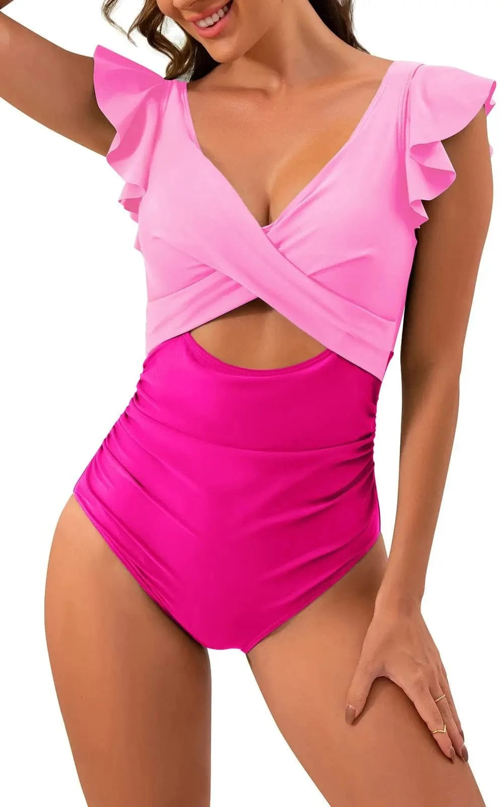 Ruffles Swimsuit Beachwear One Piece Swimwear Slim Bathing Suit monokini swimwear women 2024