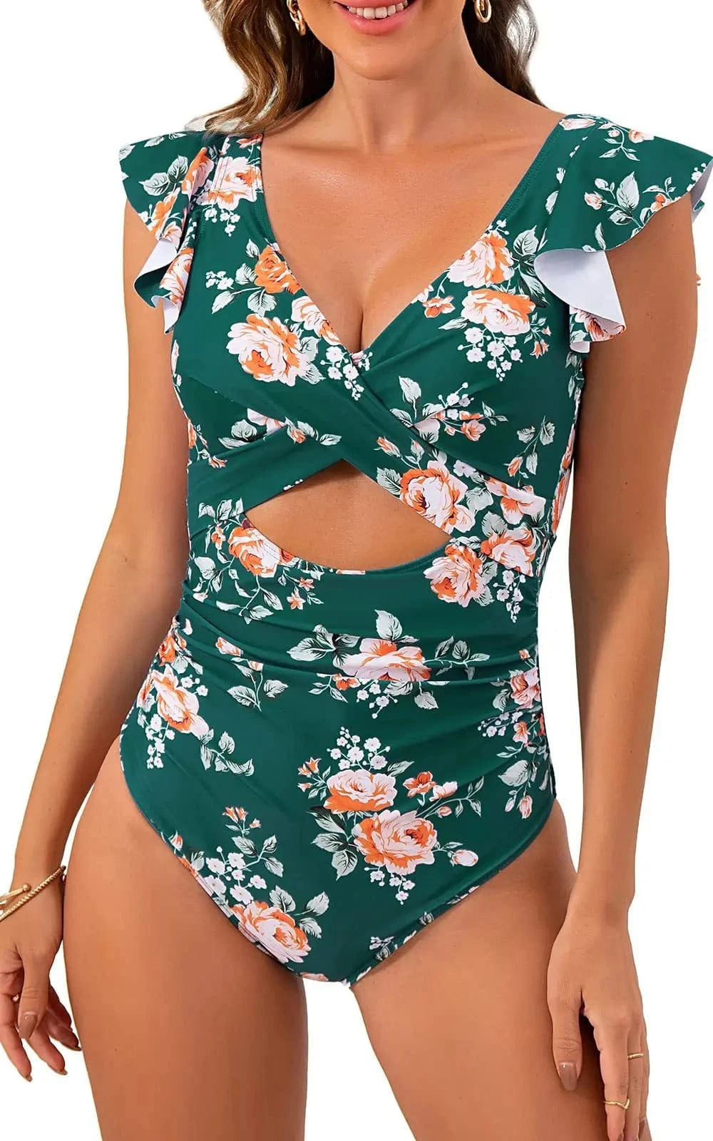 Ruffles Swimsuit Beachwear One Piece Swimwear Slim Bathing Suit monokini swimwear women 2024