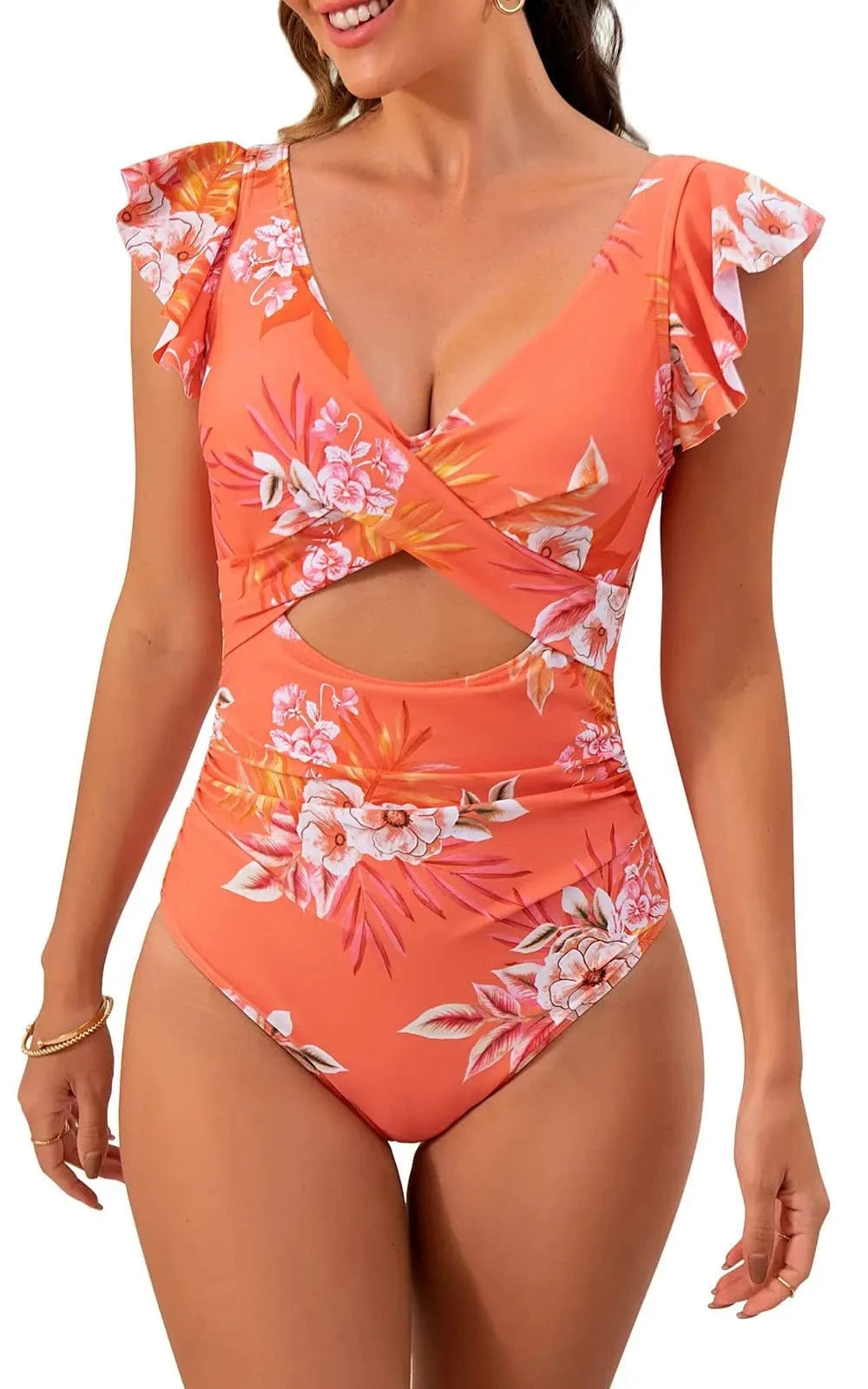 Ruffles Swimsuit Beachwear One Piece Swimwear Slim Bathing Suit monokini swimwear women 2024