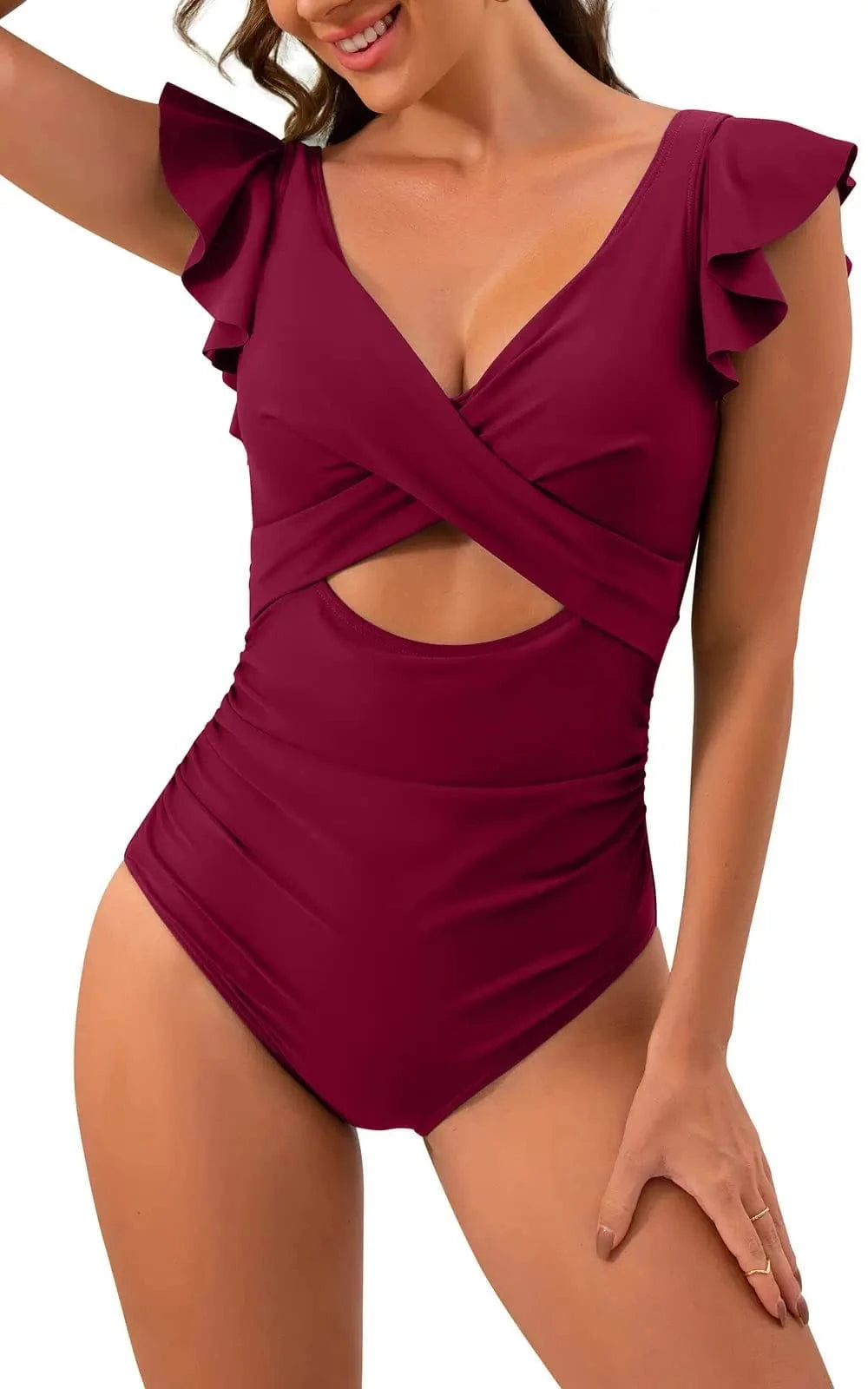 Ruffles Swimsuit Beachwear One Piece Swimwear Slim Bathing Suit monokini swimwear women 2024