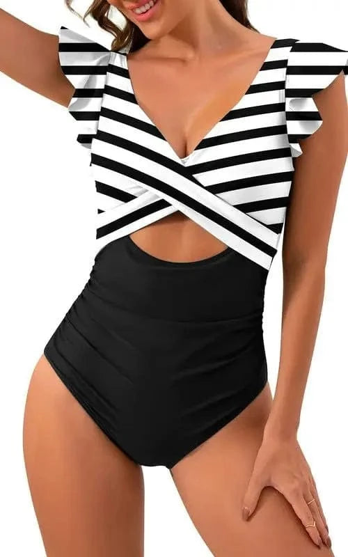 Ruffles Swimsuit Beachwear One Piece Swimwear Slim Bathing Suit monokini swimwear women 2024