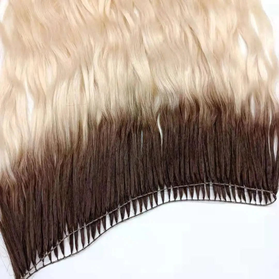 Russian blonde remy double drawn cheap invisible feather line hair extensions
