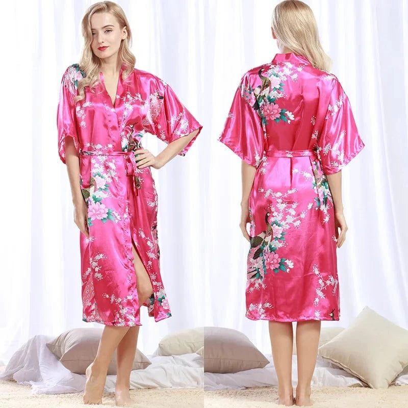 S / 02 Silk Kimono Robe Bathrobe Women Satin Robe Silk Night Sexy Robes Night Grow For Bridesmaid Summer Plus Size