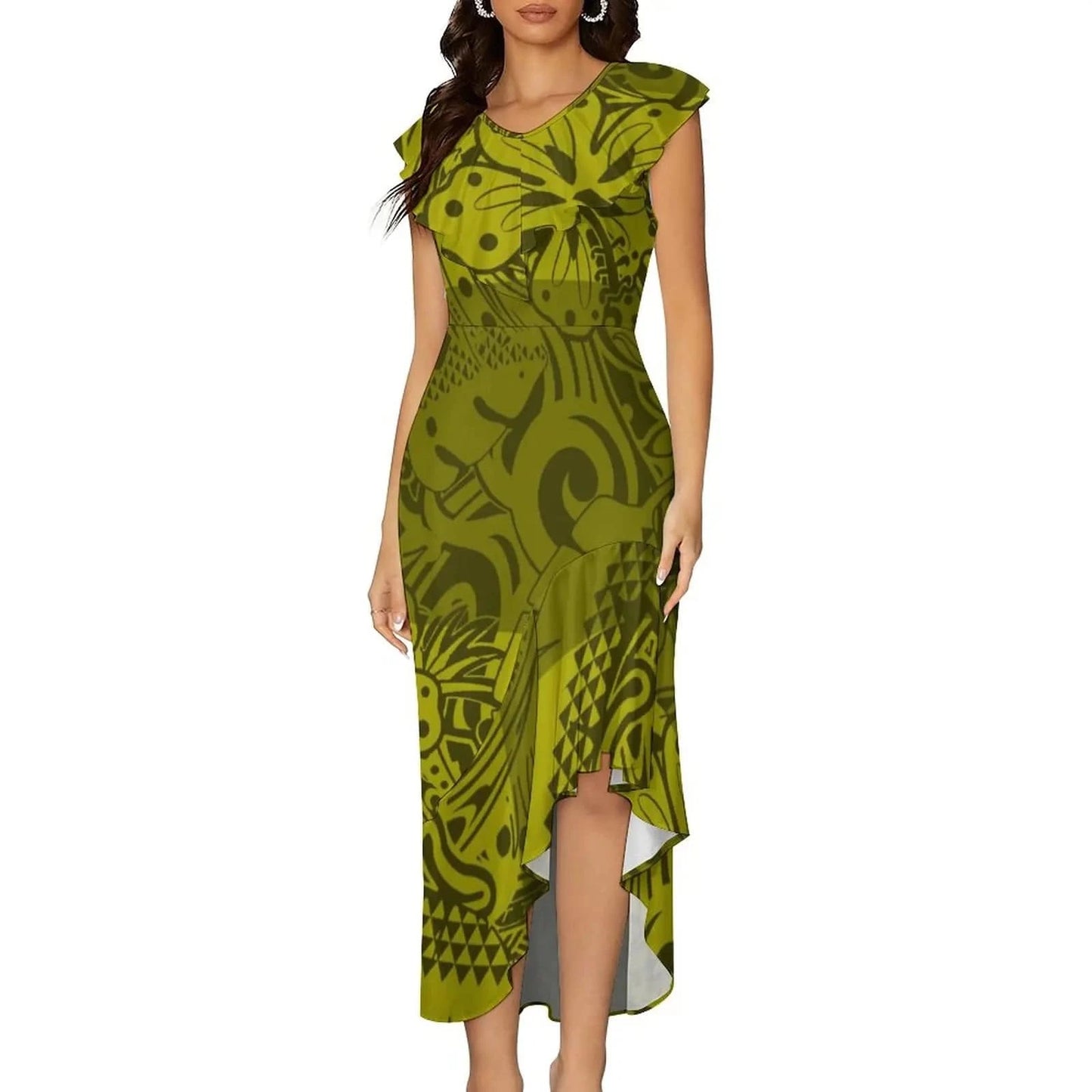 S / 0361Y1 Pink Casual Mermaid Maxi Dress Custom On Demand Plus Size Bodycon Sexy Samoan Puletasi Dresses For Women