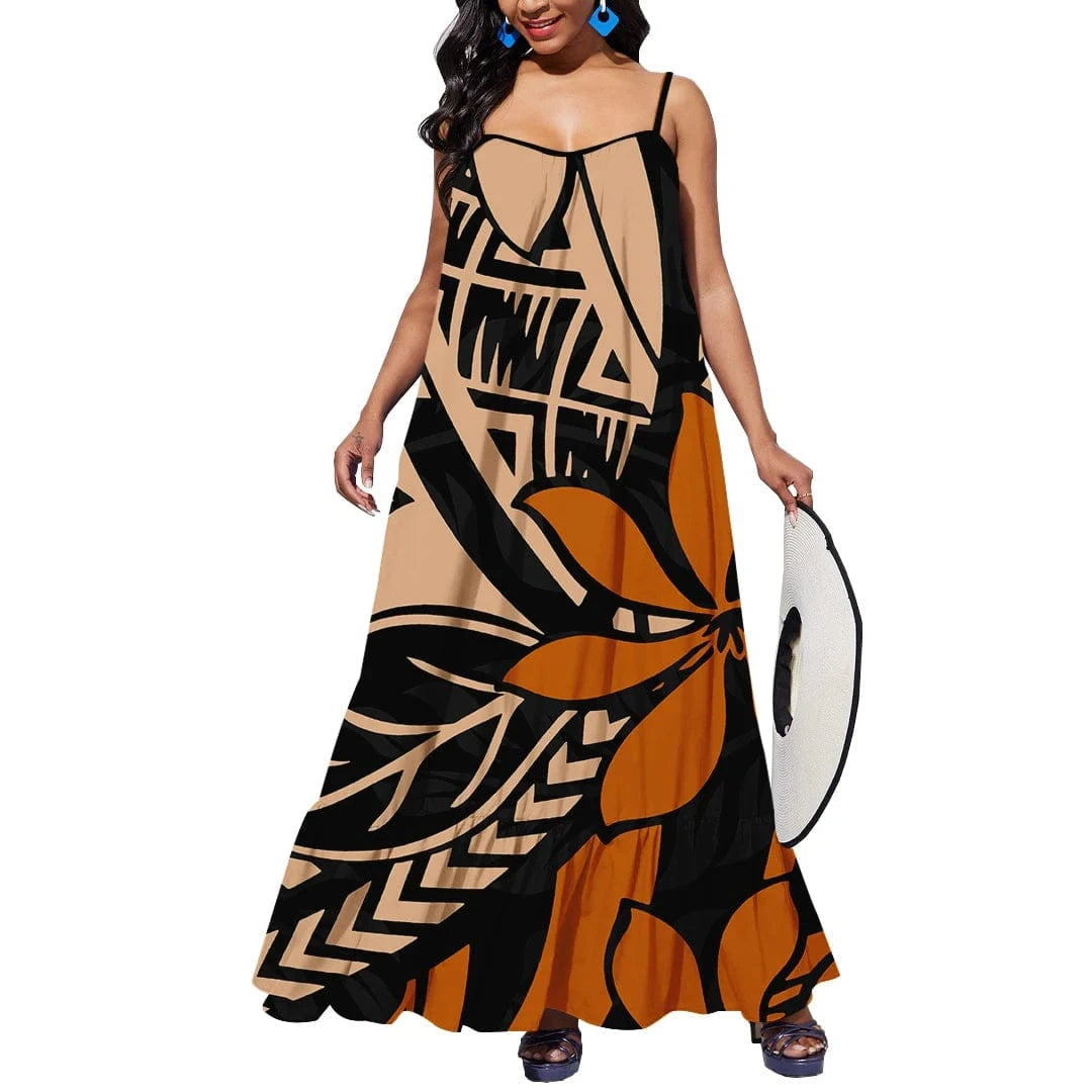 S / 0366C-D7Q 2024 New Arrival Custom Print Tonga Polynesian Tribal Casual Dresses Plus Size Party Outdoor Summer Polynesian Clothing