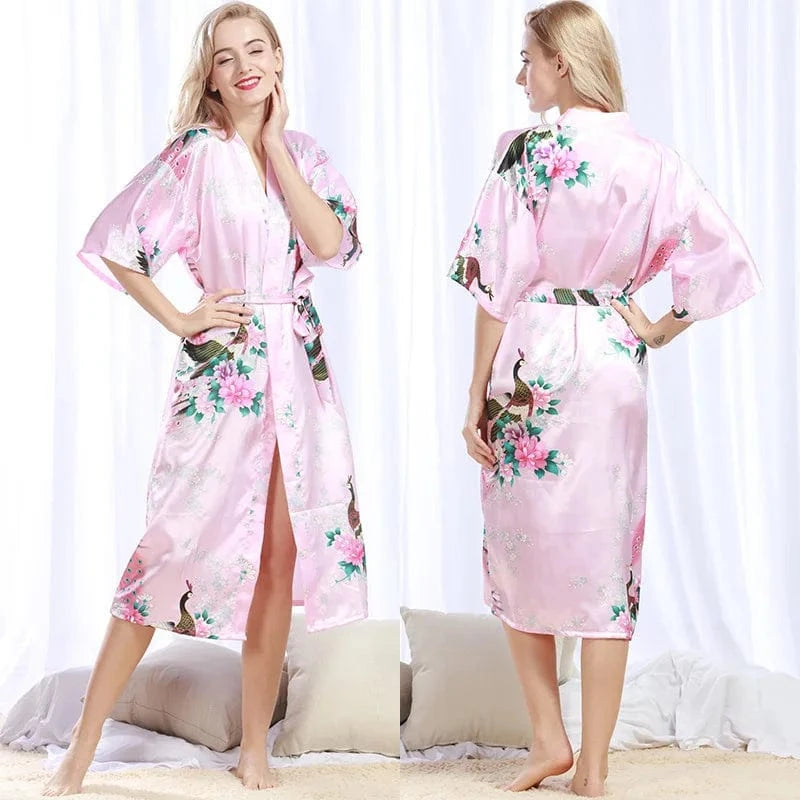 S / 06 Silk Kimono Robe Bathrobe Women Satin Robe Silk Night Sexy Robes Night Grow For Bridesmaid Summer Plus Size