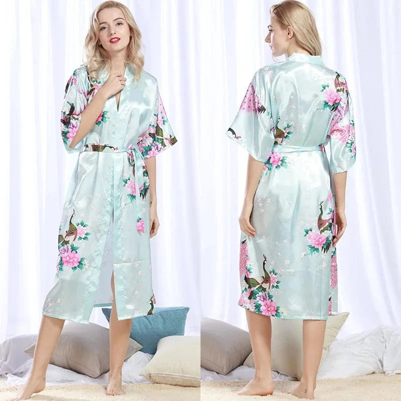 S / 07 Silk Kimono Robe Bathrobe Women Satin Robe Silk Night Sexy Robes Night Grow For Bridesmaid Summer Plus Size