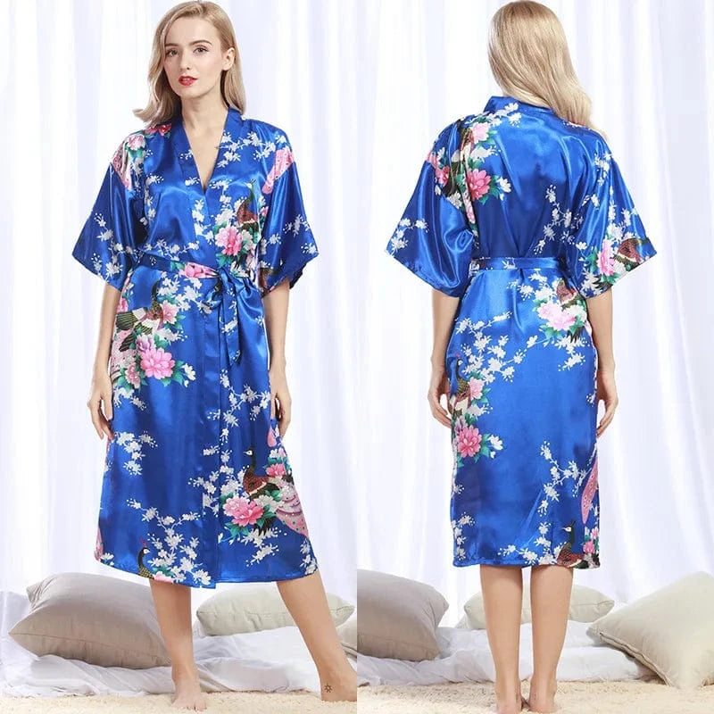 S / 08 Silk Kimono Robe Bathrobe Women Satin Robe Silk Night Sexy Robes Night Grow For Bridesmaid Summer Plus Size