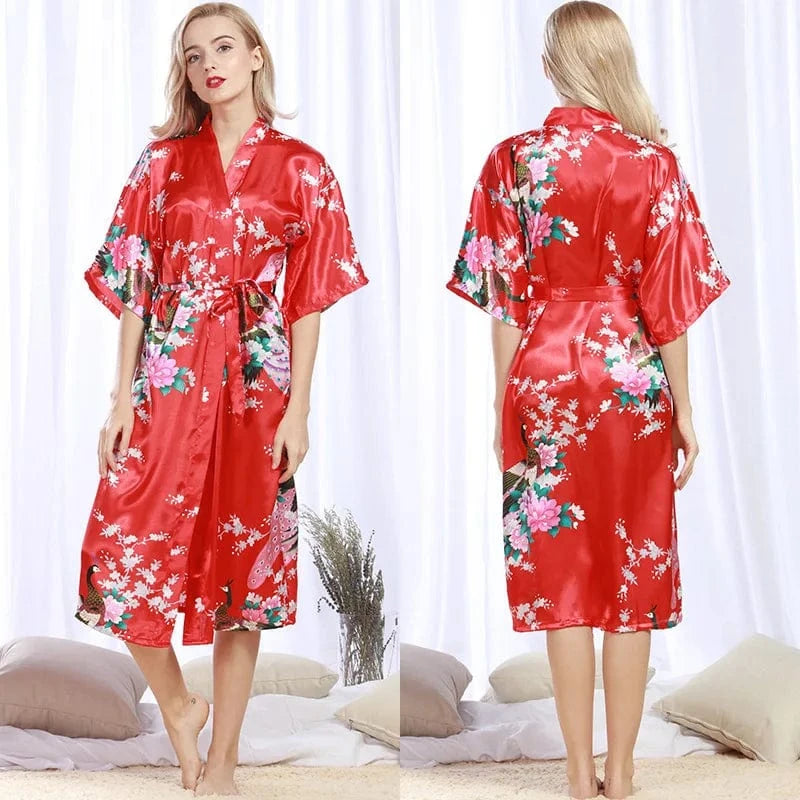S / 11 Silk Kimono Robe Bathrobe Women Satin Robe Silk Night Sexy Robes Night Grow For Bridesmaid Summer Plus Size