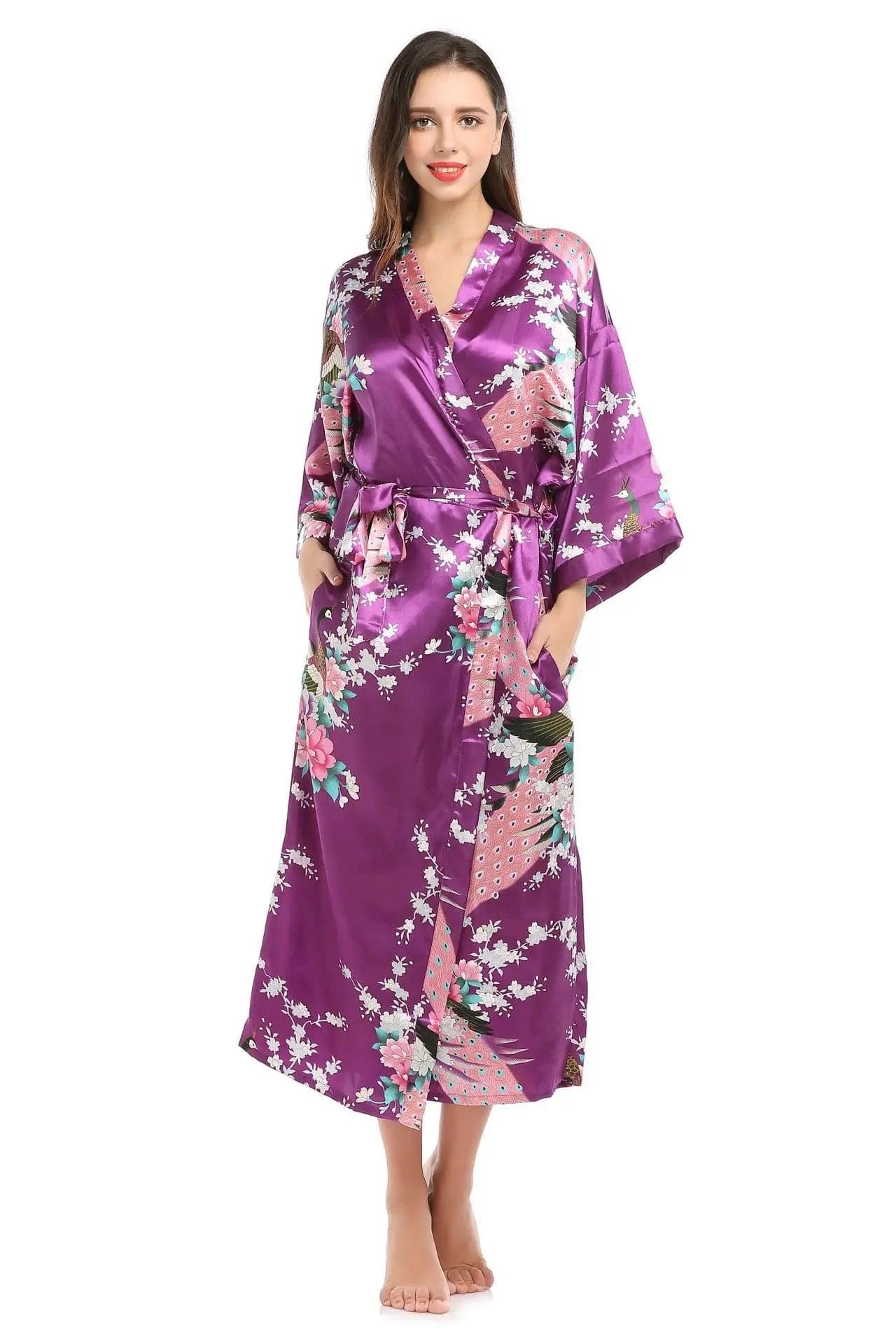 S / 13 Silk Kimono Robe Bathrobe Women Satin Robe Silk Night Sexy Robes Night Grow For Bridesmaid Summer Plus Size