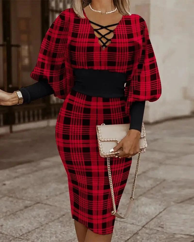 S / 3 J&H 2New Design Spring 2024 Office Elegant Business Bodycon Midi Dress Stripe Long Sleeve Casual Dress