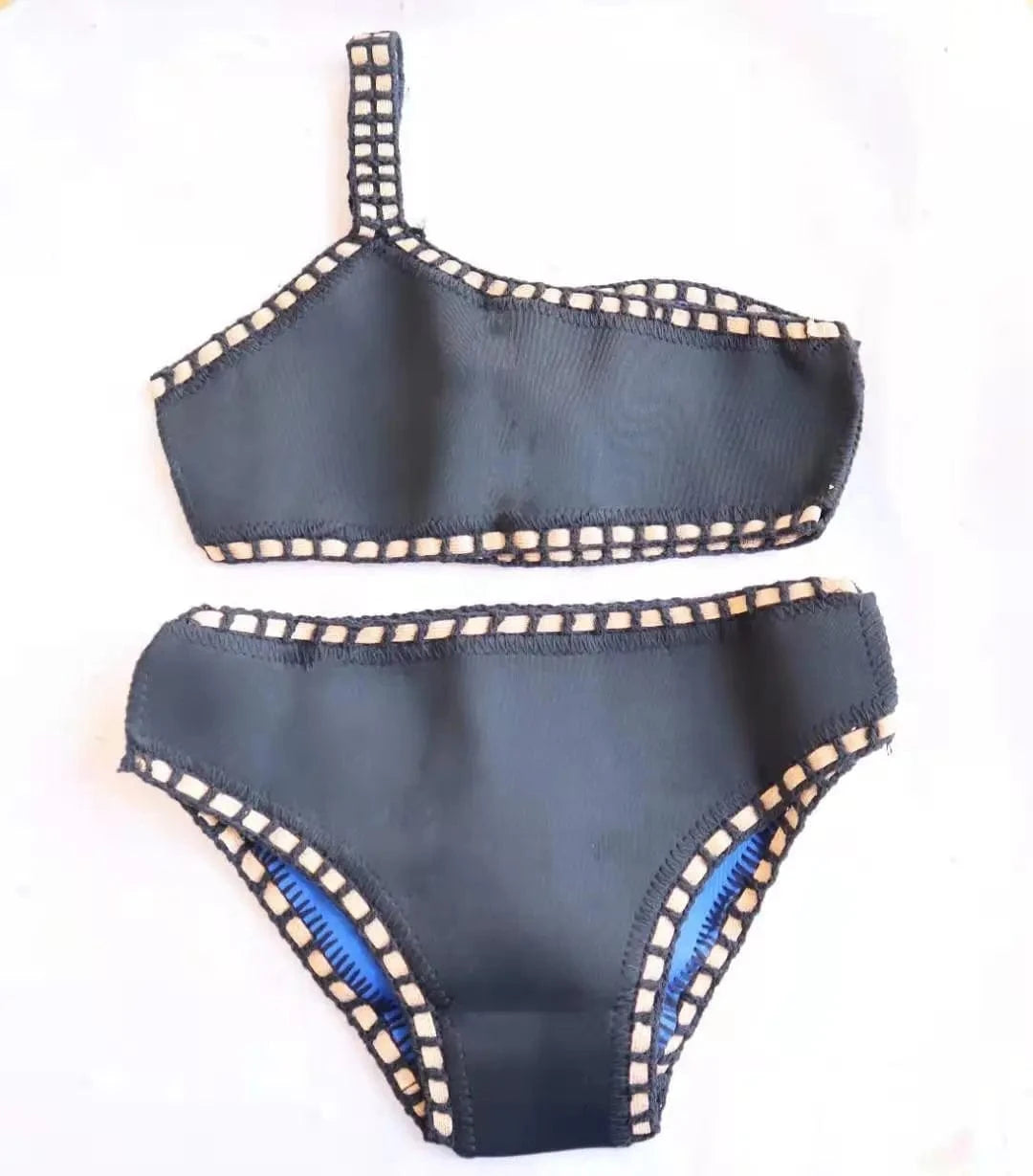 S / 6 2024 Unique Split Women's Swimsuit High Waist Crochet Bathing Suit Sexy Bikini Swimwear Ladies Multi color Summer Swimsuit