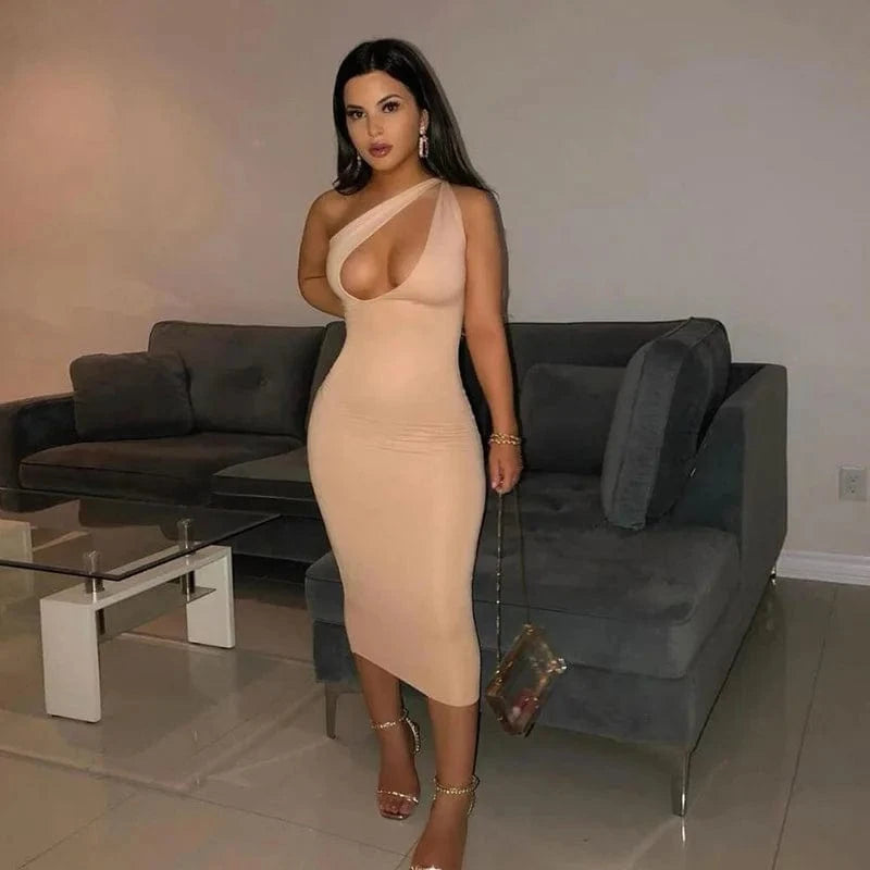 S / Apricot Women Sexy Elegant Casual Graduation Club Party Dresses Custom Plus Size Lady High Quality Silk Bandage Bodycon Midi Dress