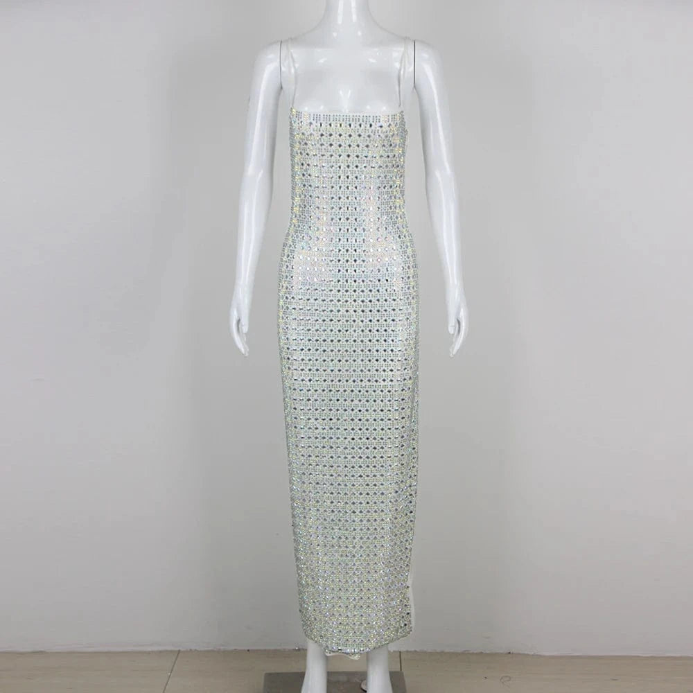 S / As Picture Women's Clothing High-end Strap Backless Rhinestone Beaded Dresses Party Evening Dress