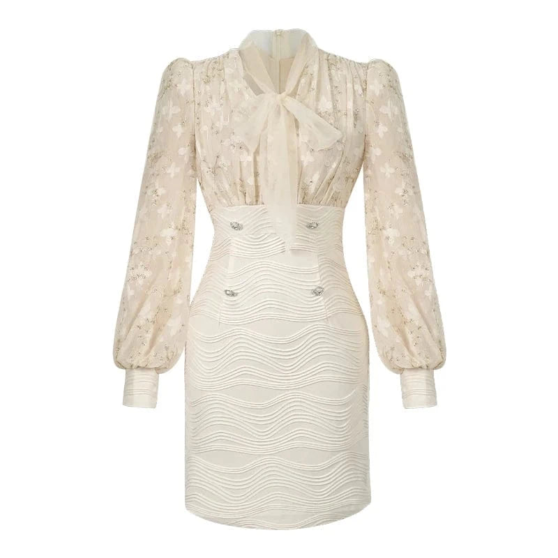 S / Beige ZYHT 50771 New Hot Sale Romantic Appliques Ladies Spring Summer Breathable Elegant Dresses for Women 2024