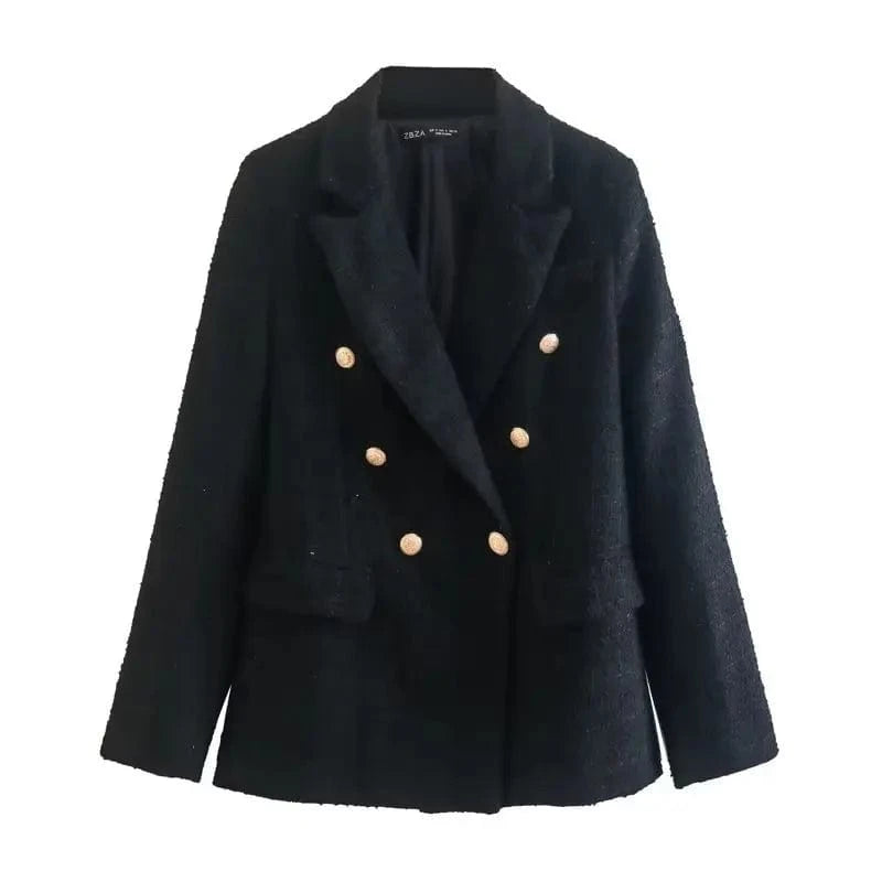 S / Black 2024 Latest European And America Candy Color Bodycon Long Sleeve Woman Oversize Blazer Jacket Women