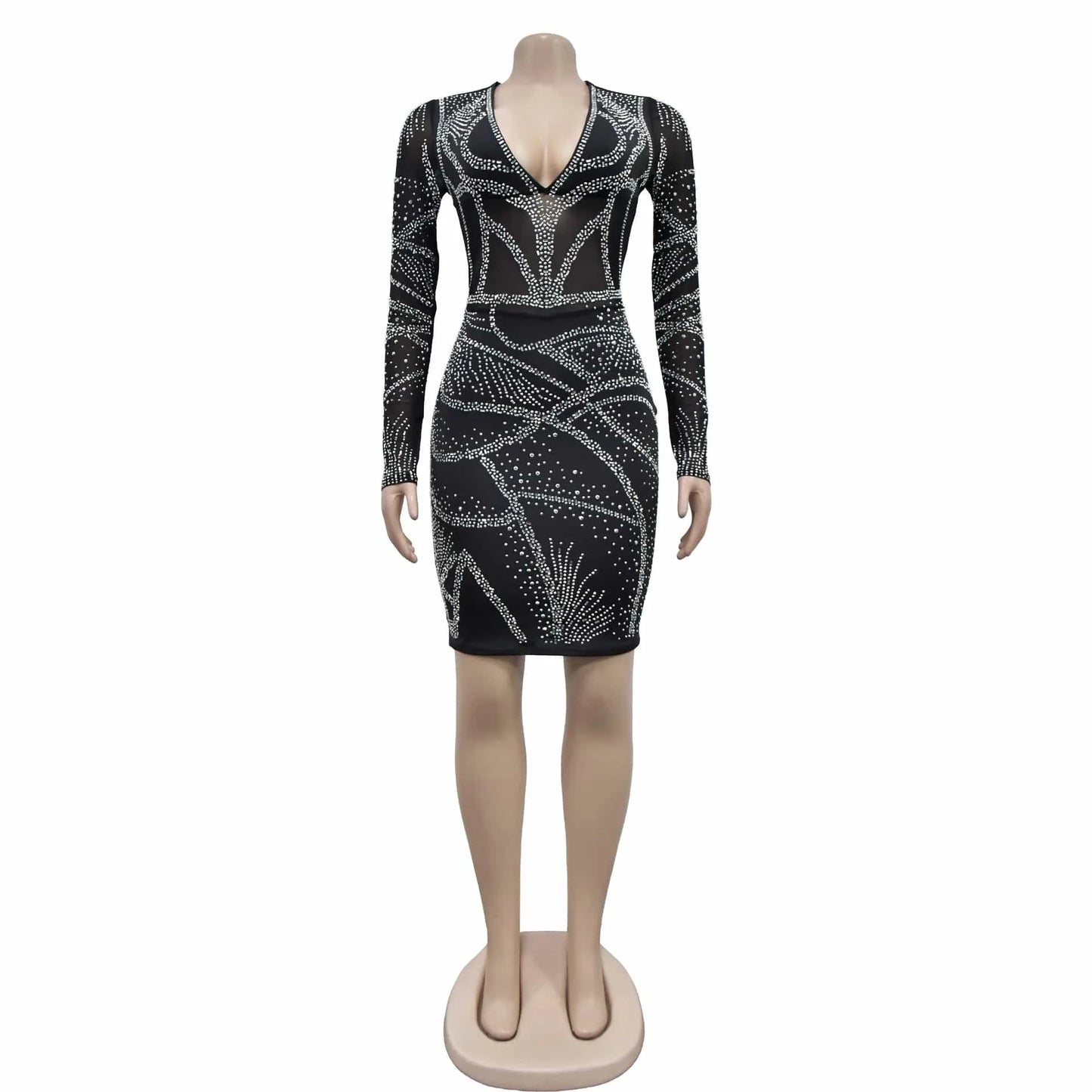 S / Black 2024 women elegant sexy rhinestone party evening gown dress