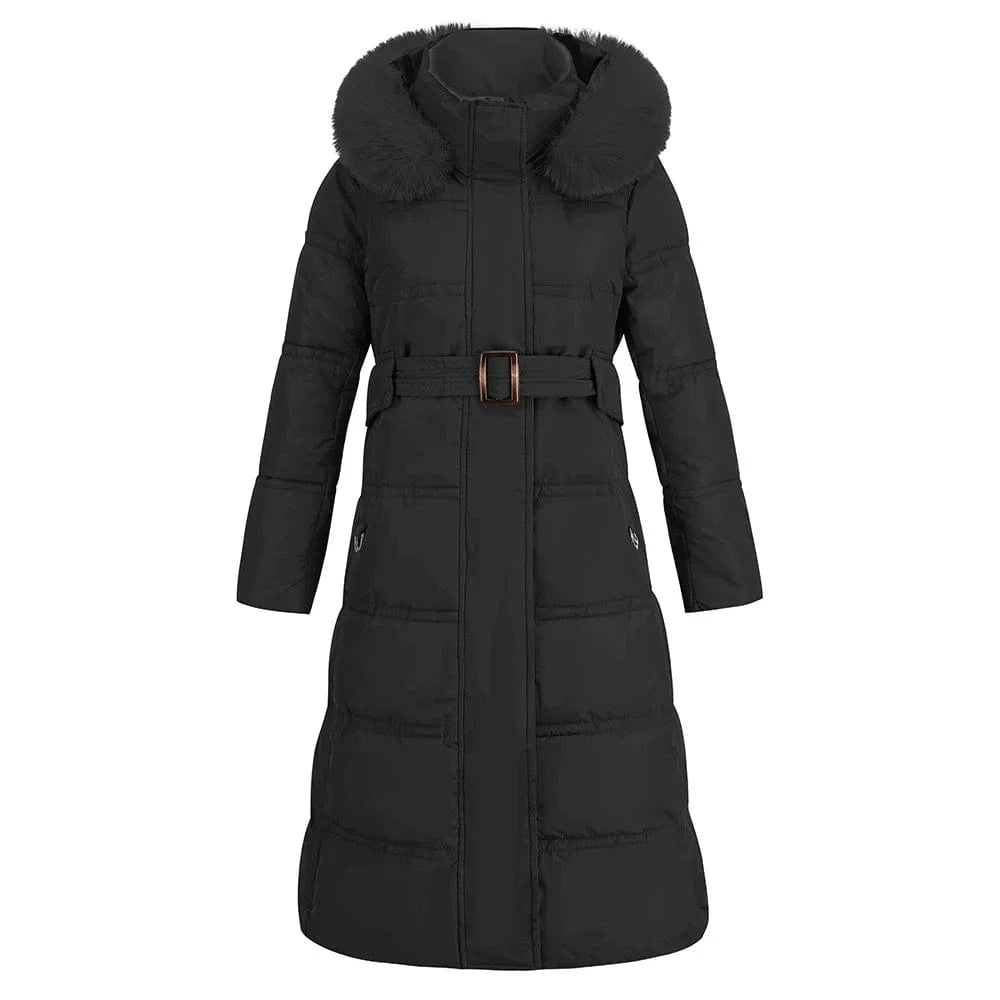 S / Black New High Quality Lady Slim Fit Thick Warm Winter Hooded Zipper Mid-length Women Down Jacket Coat