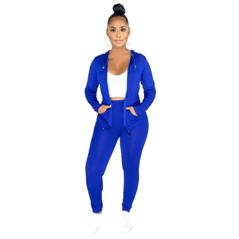 S / Blue 12 Color Autumn Jogger Tracksuits For Women Sweat Suits Two Piece Pants Set 2 Pieces Ladies Hoodies Sweatshirt Coat Clothes B780