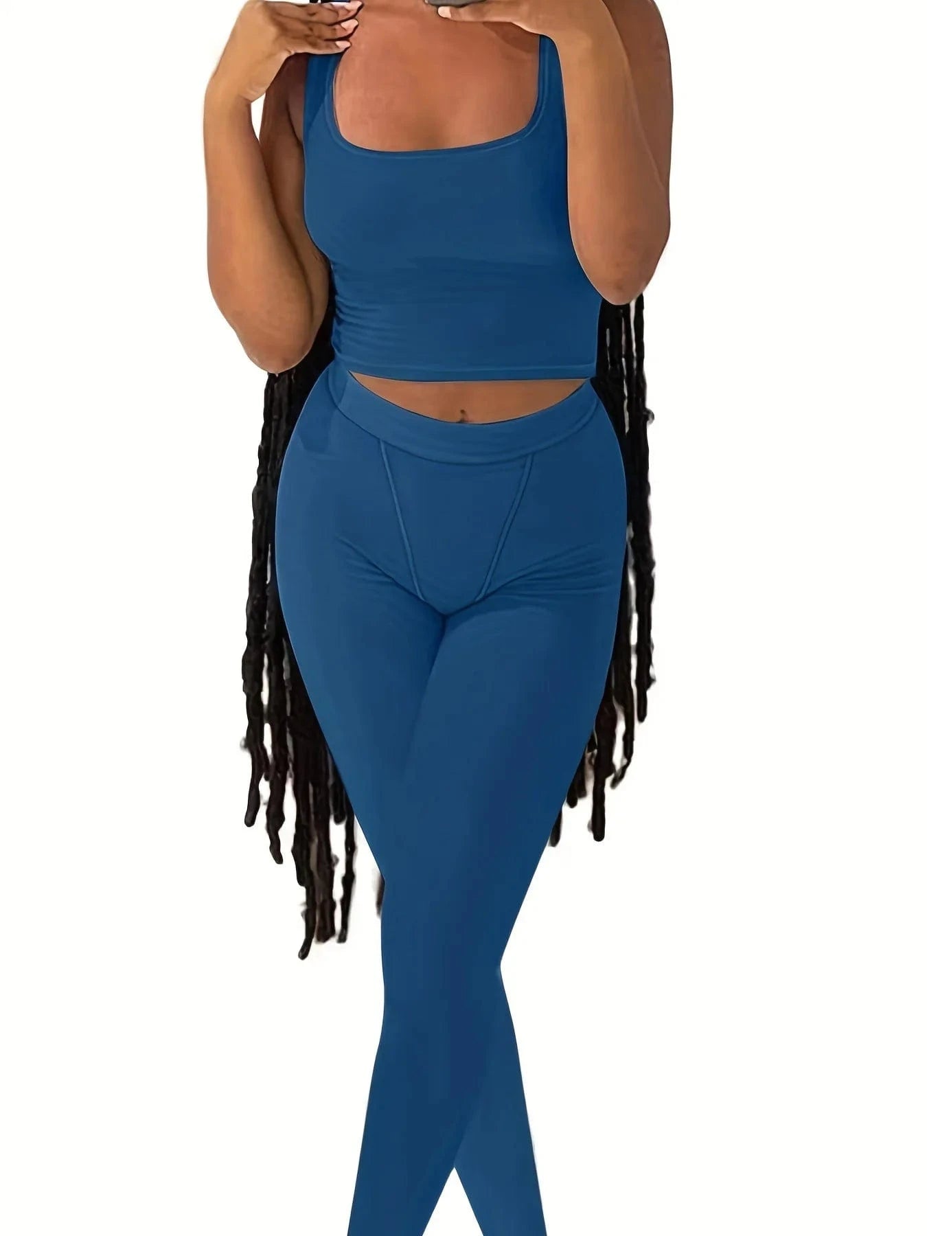 S / Blue Activewear ribbed outfits women's seamless scrunch butt leggings sets woman wholesale