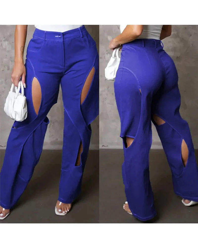 S / Blue Summer 2023 Womens Clothing Hollow out Pants Women's Fashion Casual Ladies Patchwork Pants&trousers for Women